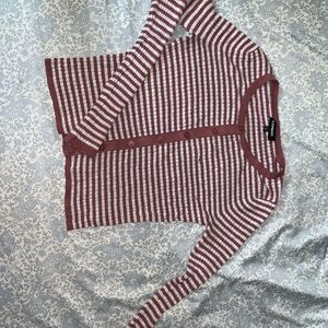 Express striped button up crop top Sz.M